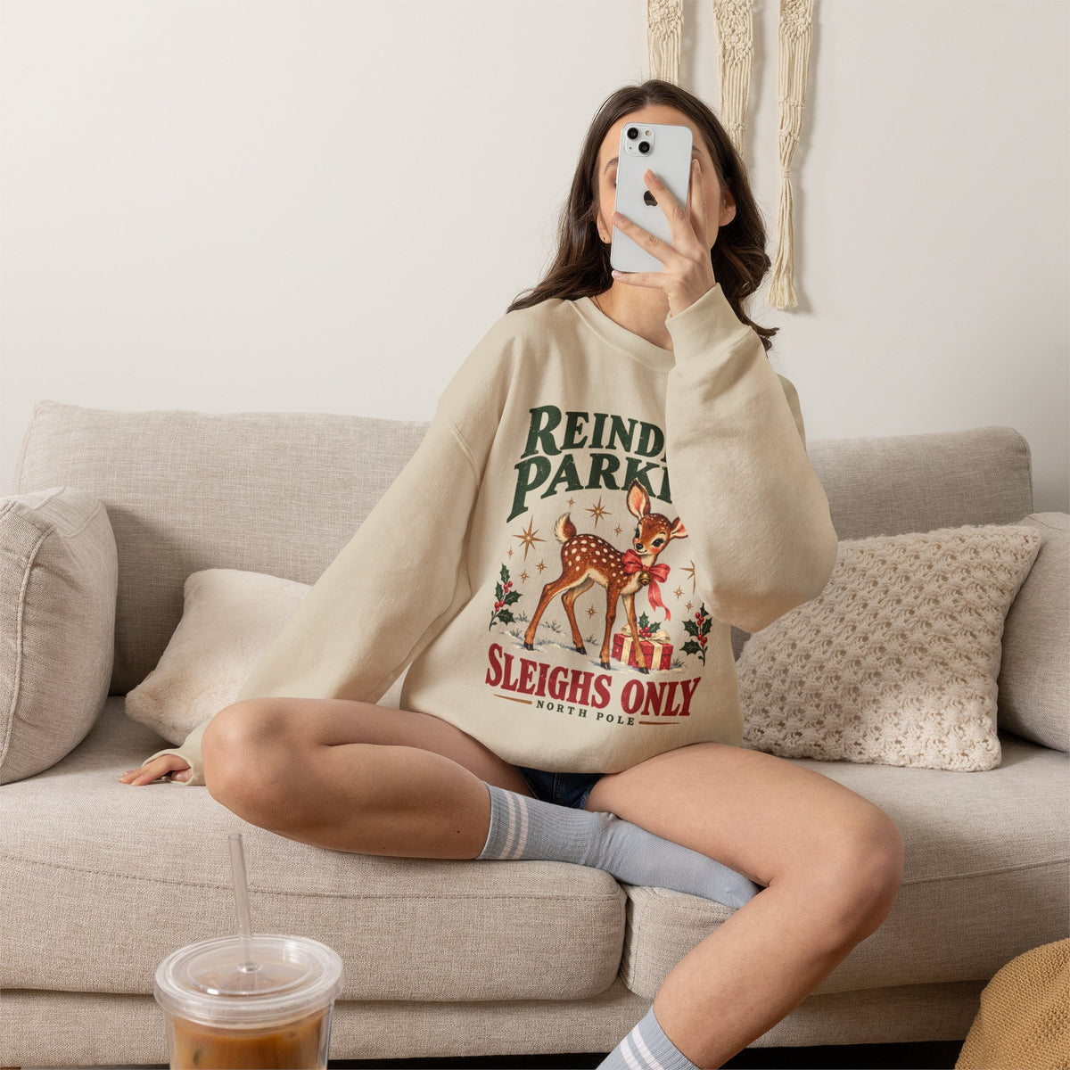 Reindeer Parking Sleighs Only Christmas sweatshirt