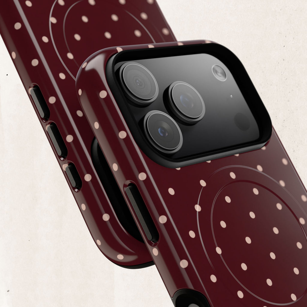 Burgundy Polka Dot Magnetic Phone Case Printify