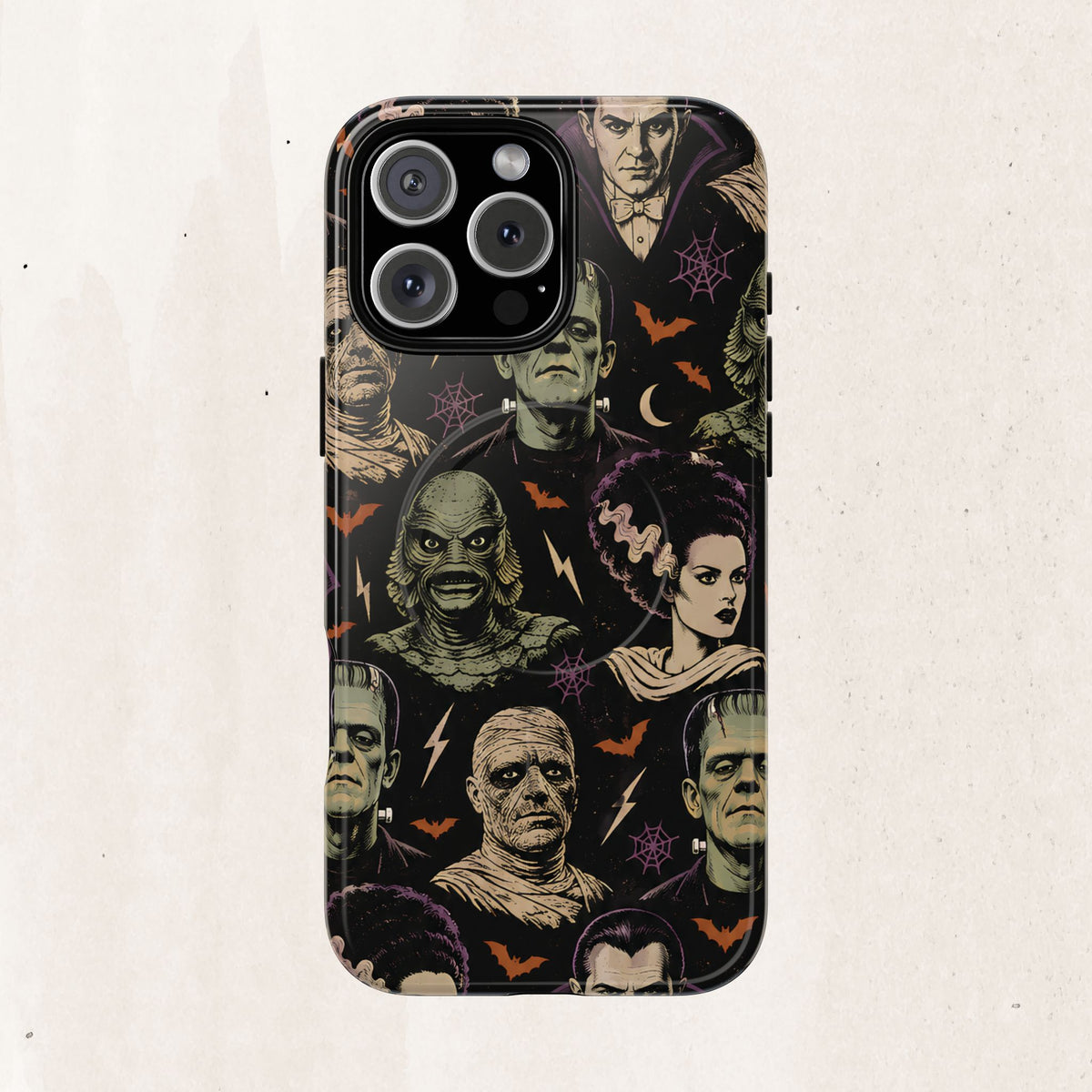 Monster Mash Magnetic Phone Case — Retro Classic Horror Collage