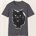 Black Cat Graphic Tee – Vintage Halftone Cat Shirt – Charcoal