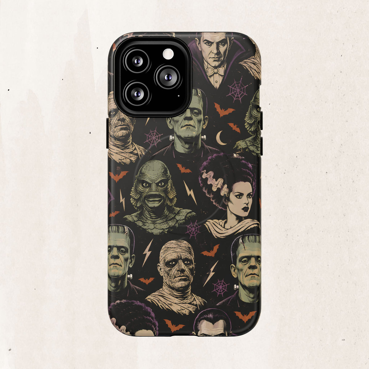 Monster Mash Magnetic Phone Case — Retro Classic Horror Collage