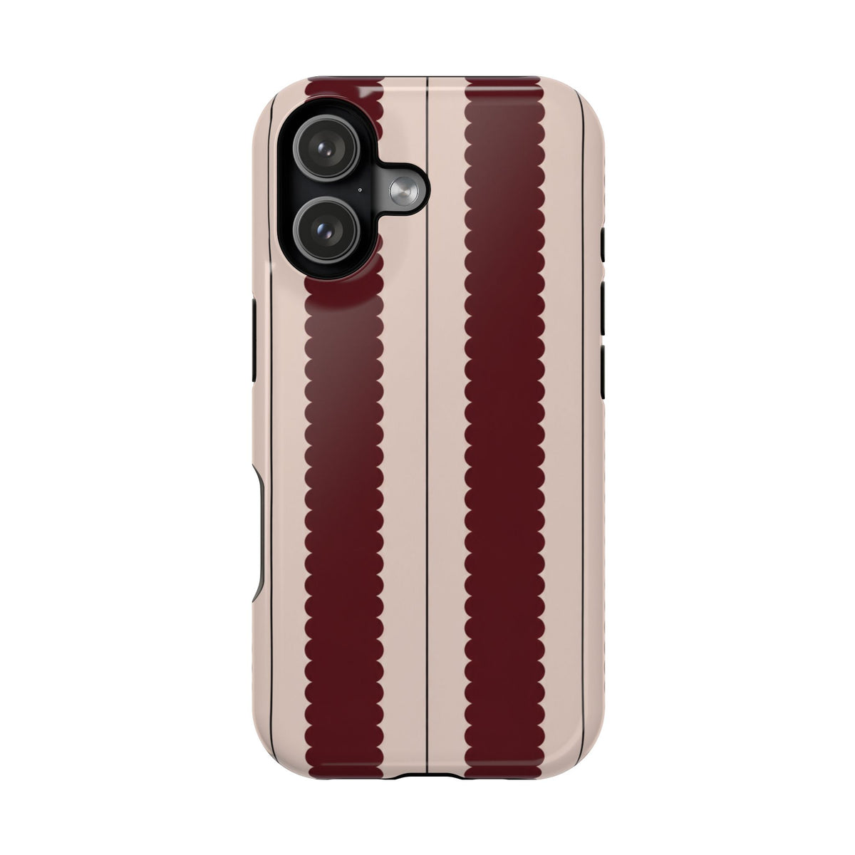 Burgundy Scallop Stripe Magnetic Phone Case, alternate view