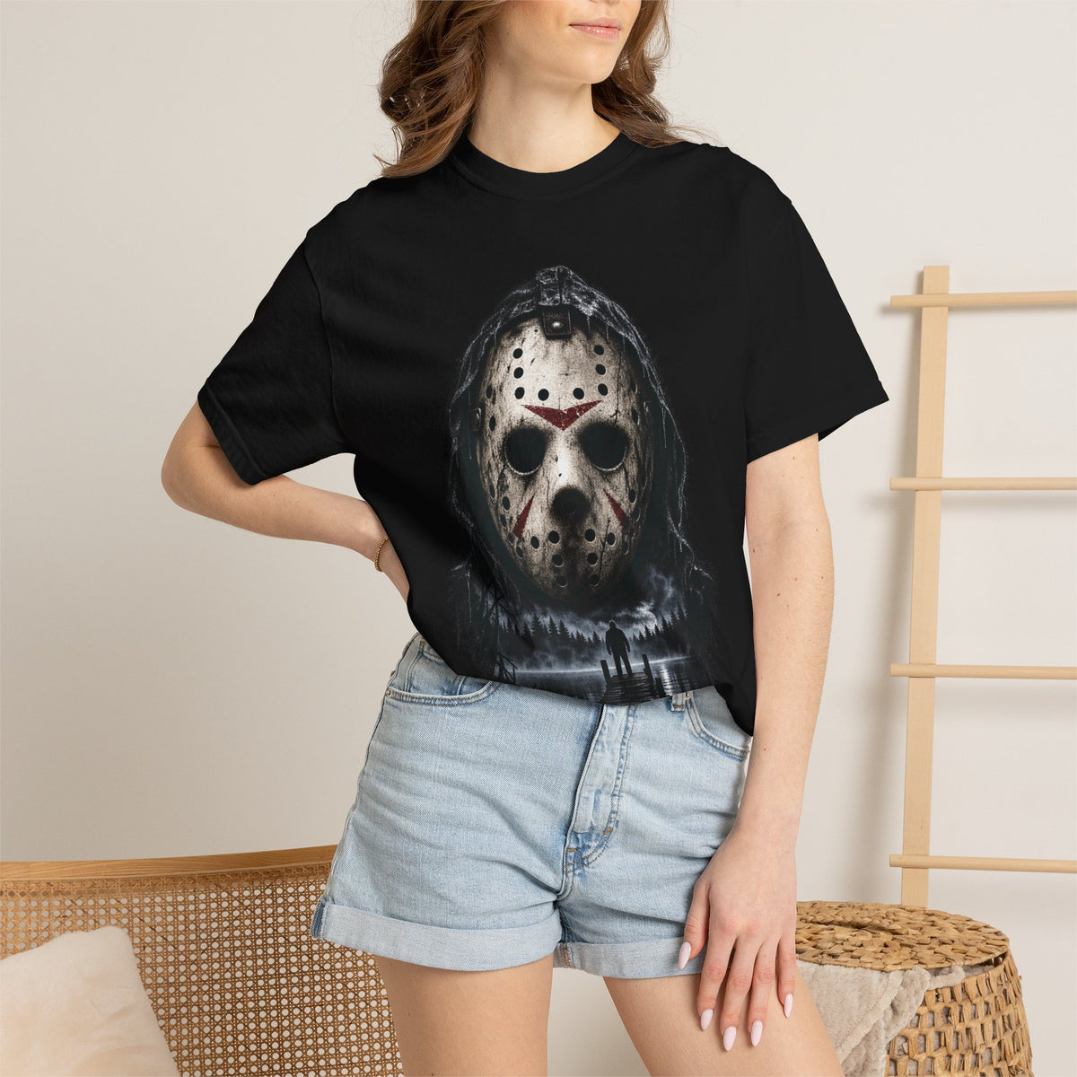 Jason Hockey Mask Lake Scene Graphic Tee