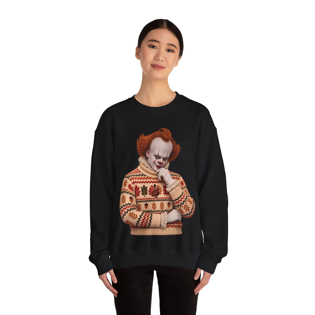 Pennywise Thanksgiving horror crewneck sweatshirt in black