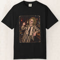 Beetlejuice-Inspired Striped Suit Portrait T-Shirt – Black