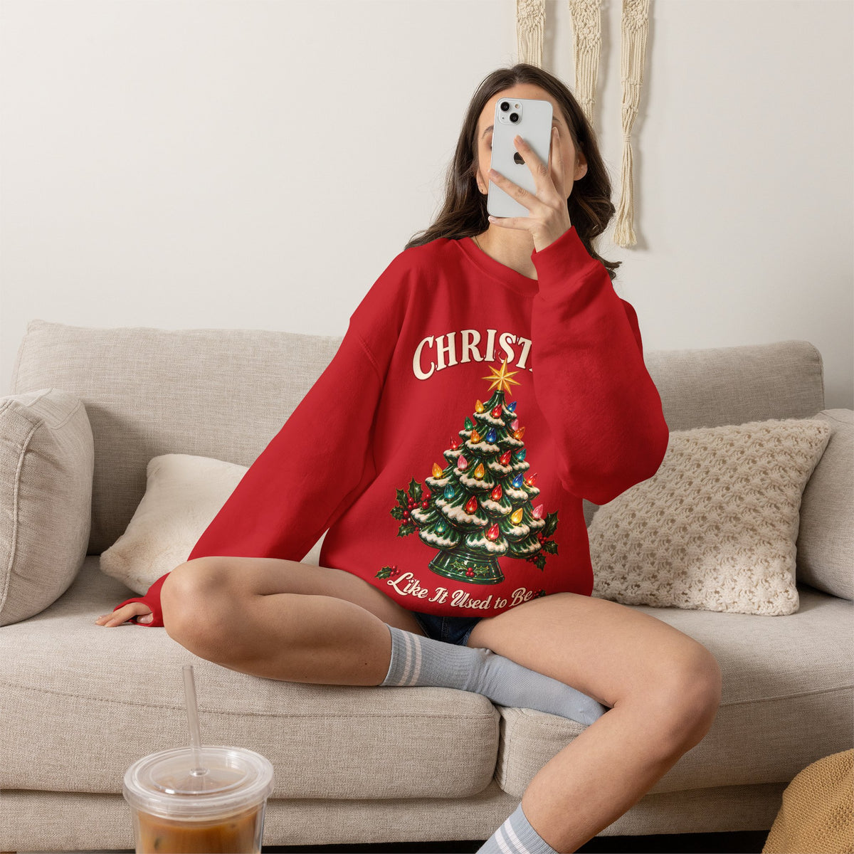 Christmas Tree Crewneck Sweatshirt - "All I Want Is You" Holiday Sweatshirt