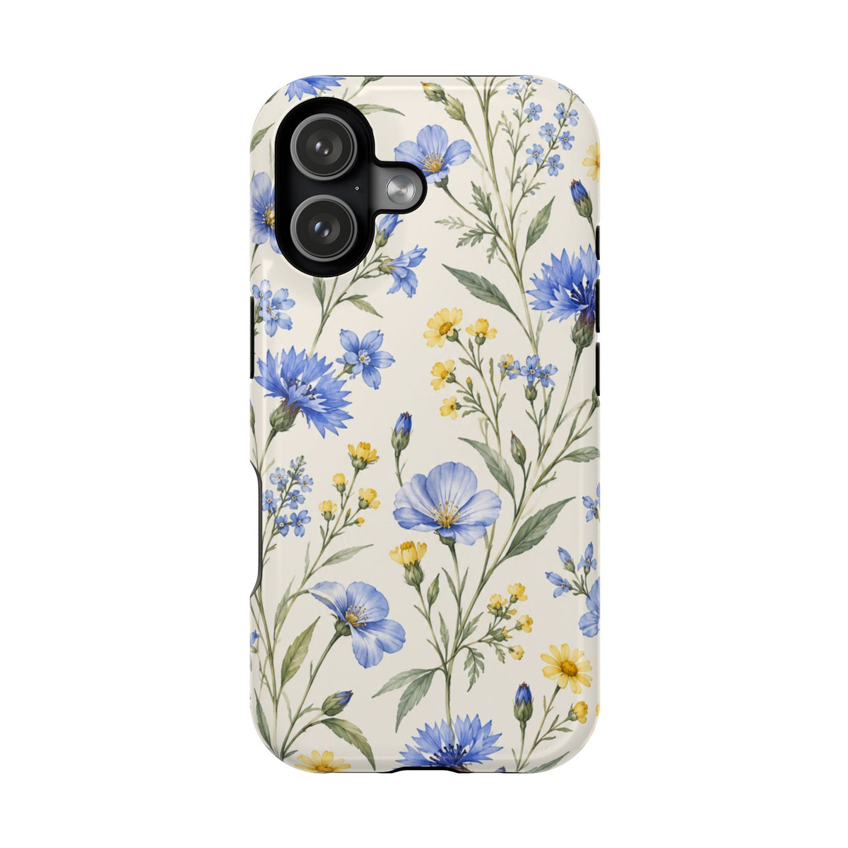 Floral Blue Cornflower Tough Magnetic Phone Case, alternate view