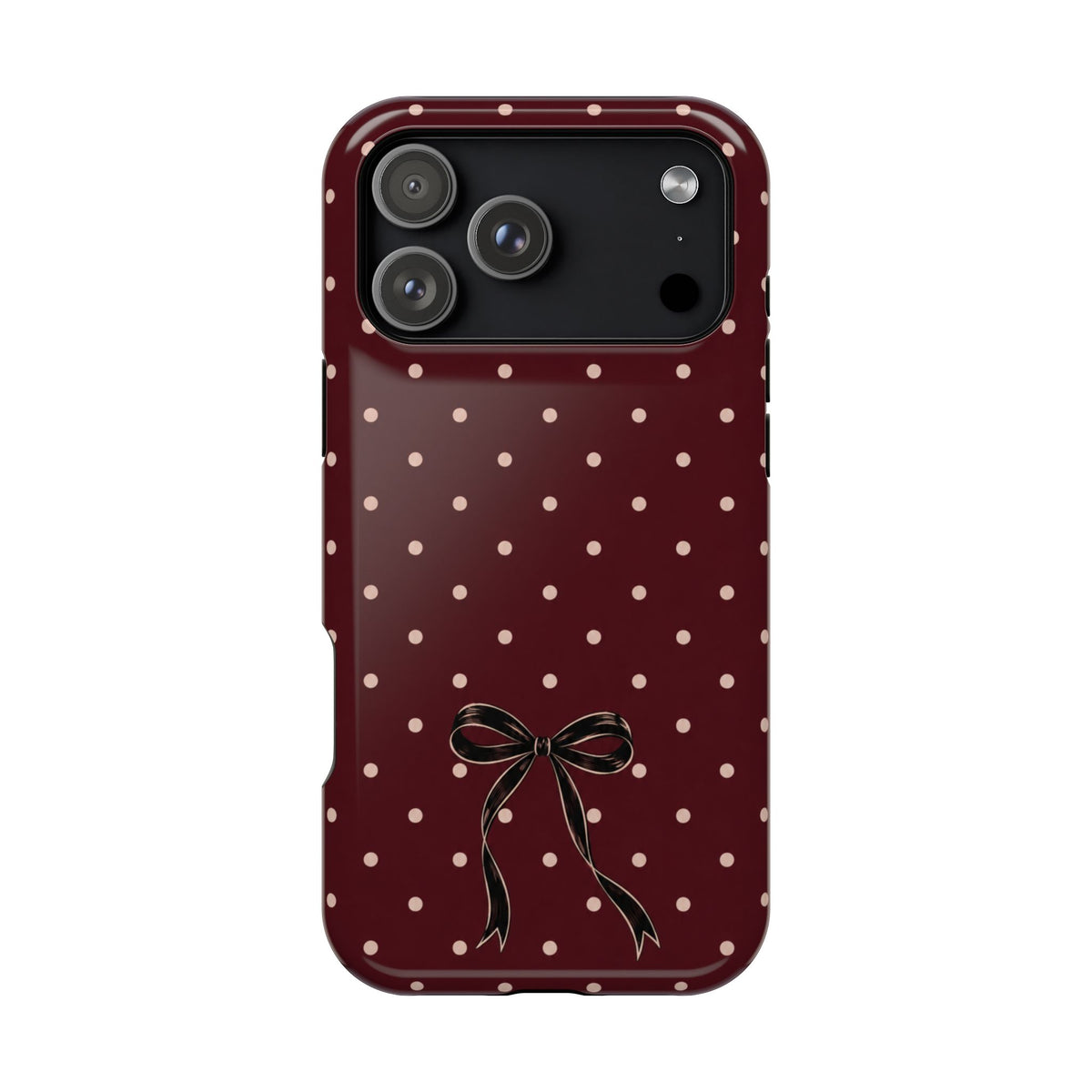 Burgundy Polka Dot Magnetic Phone Case, alternate view