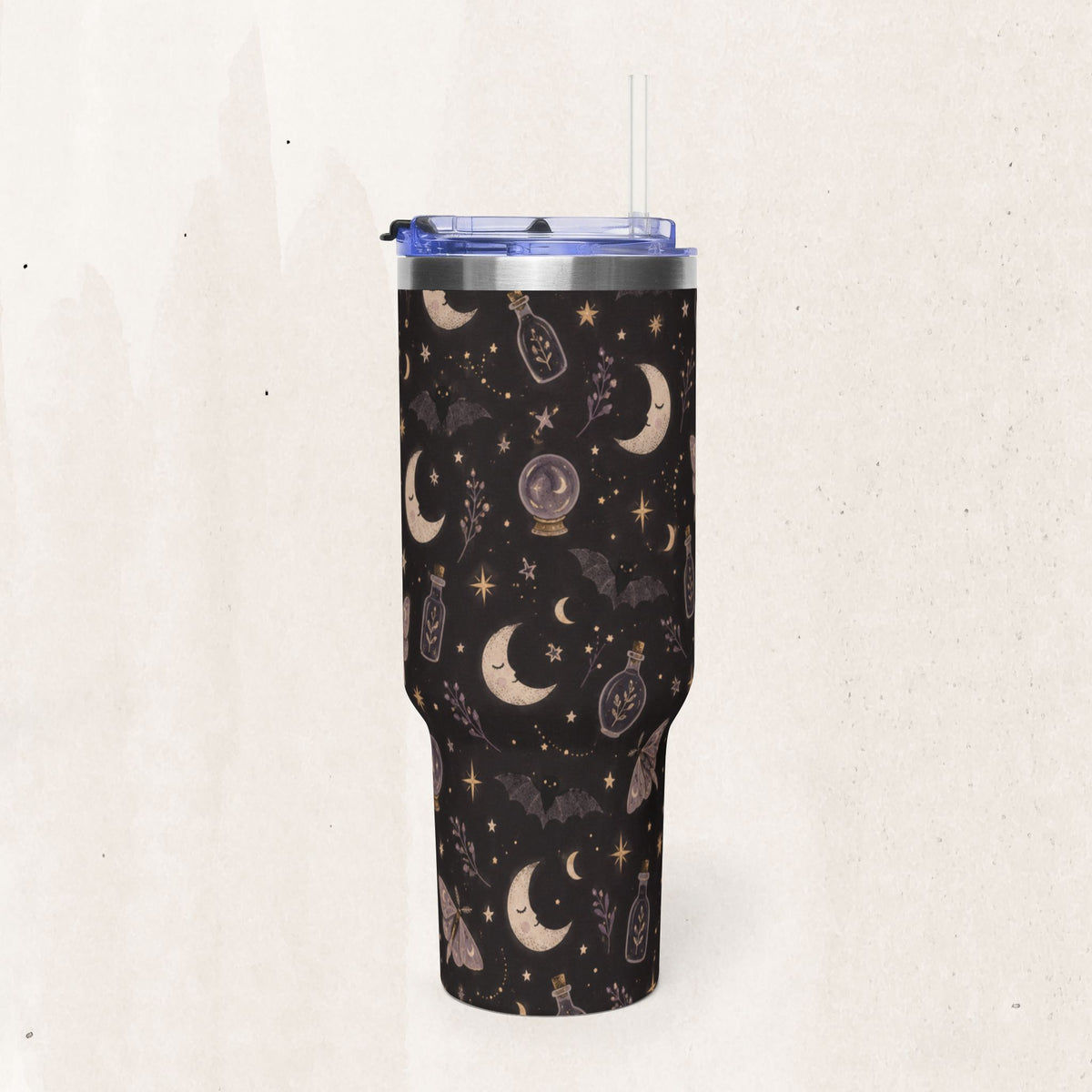 Celestial Moon & Stars Tumbler (40 oz) in Black, alternate view