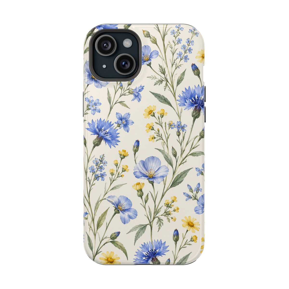 Floral Blue Cornflower Tough Magnetic Phone Case, alternate view