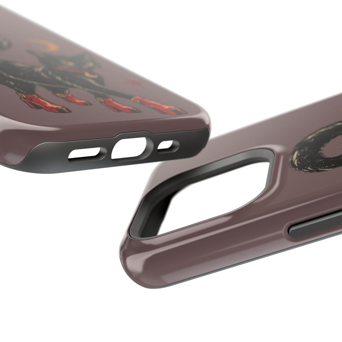 Black Cat in Red Boots MagSafe Phone Case, alternate view