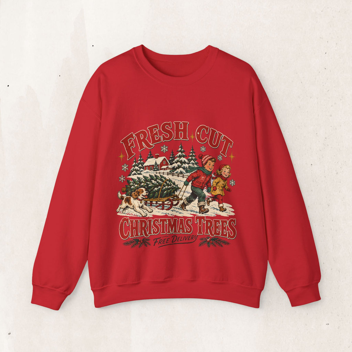 Fresh Cut Christmas Trees Sweatshirt, Vintage Christmas Tree Farm Crewneck