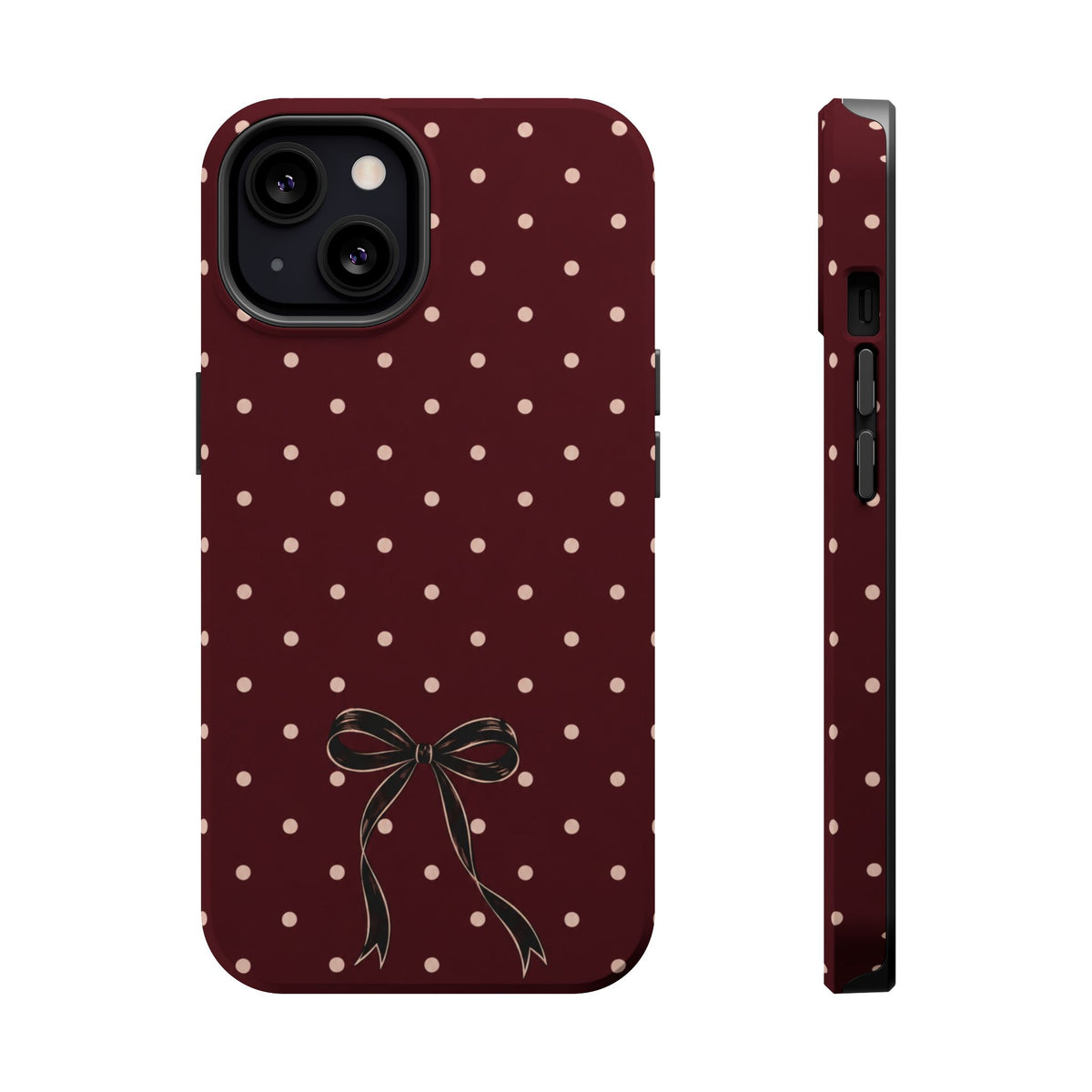 Burgundy Polka Dot Magnetic Phone Case, alternate view