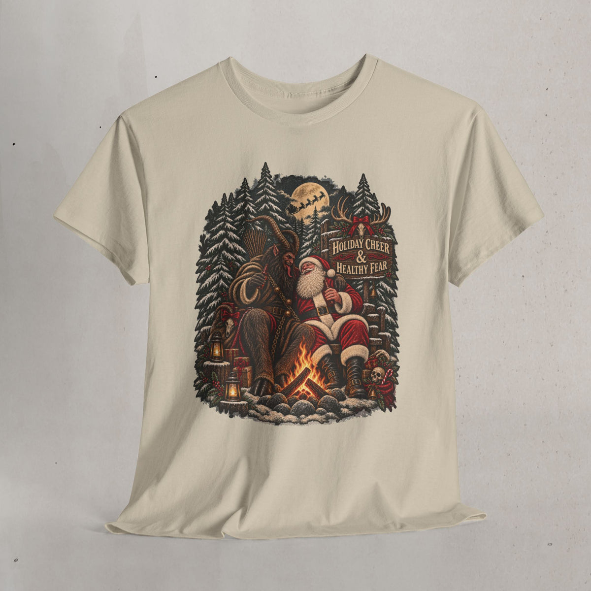 Santa & Krampus Camping Graphic Tee