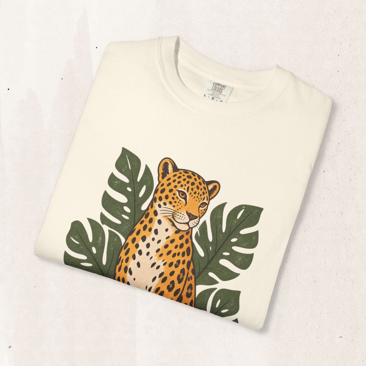Leopard & Monstera Tee in Ivory, alternate view