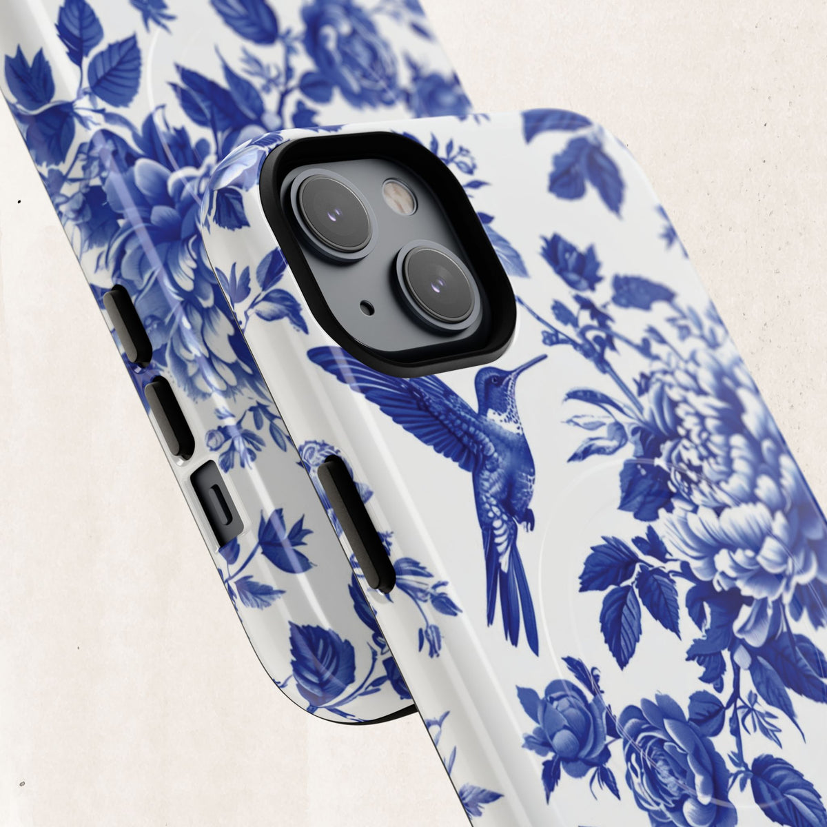Blue Floral Bird Tough Magnetic Phone Case