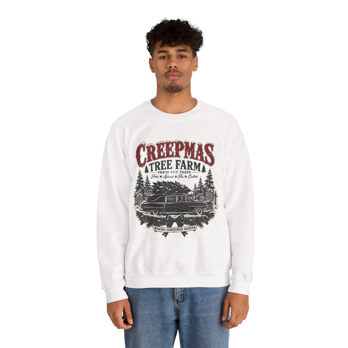 Creepmas Tree Farm Christmas Sweatshirt, Gothic Christmas Tree Crewneck