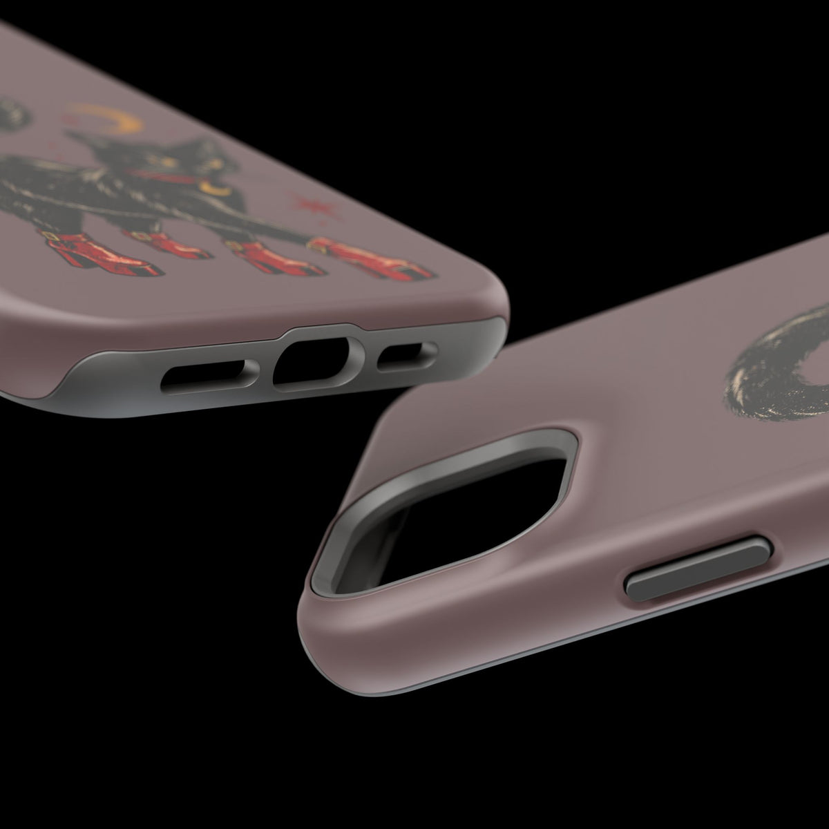 Black Cat in Red Boots MagSafe Phone Case, alternate view