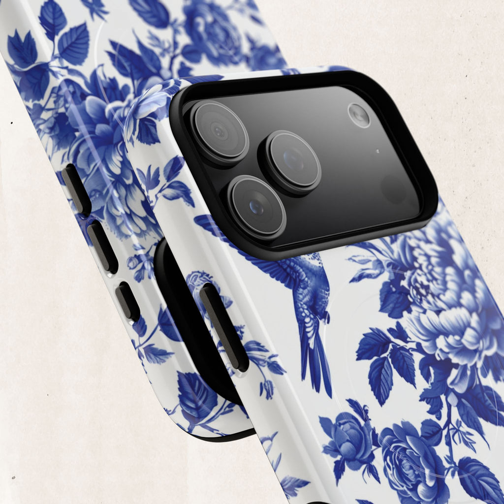 Blue Floral Bird Tough Magnetic Phone Case