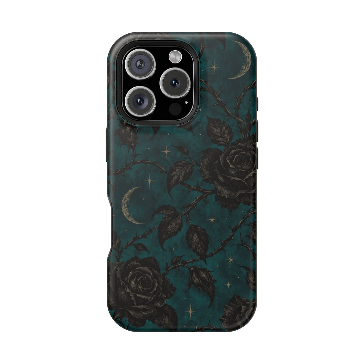Teal Moon & Black Rose Magnetic Phone Case, alternate view