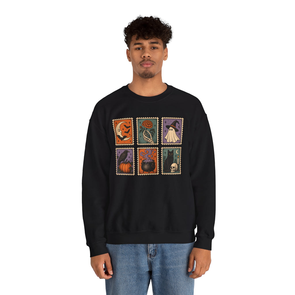 Vintage Spooky Stamp Panel Sweatshirt