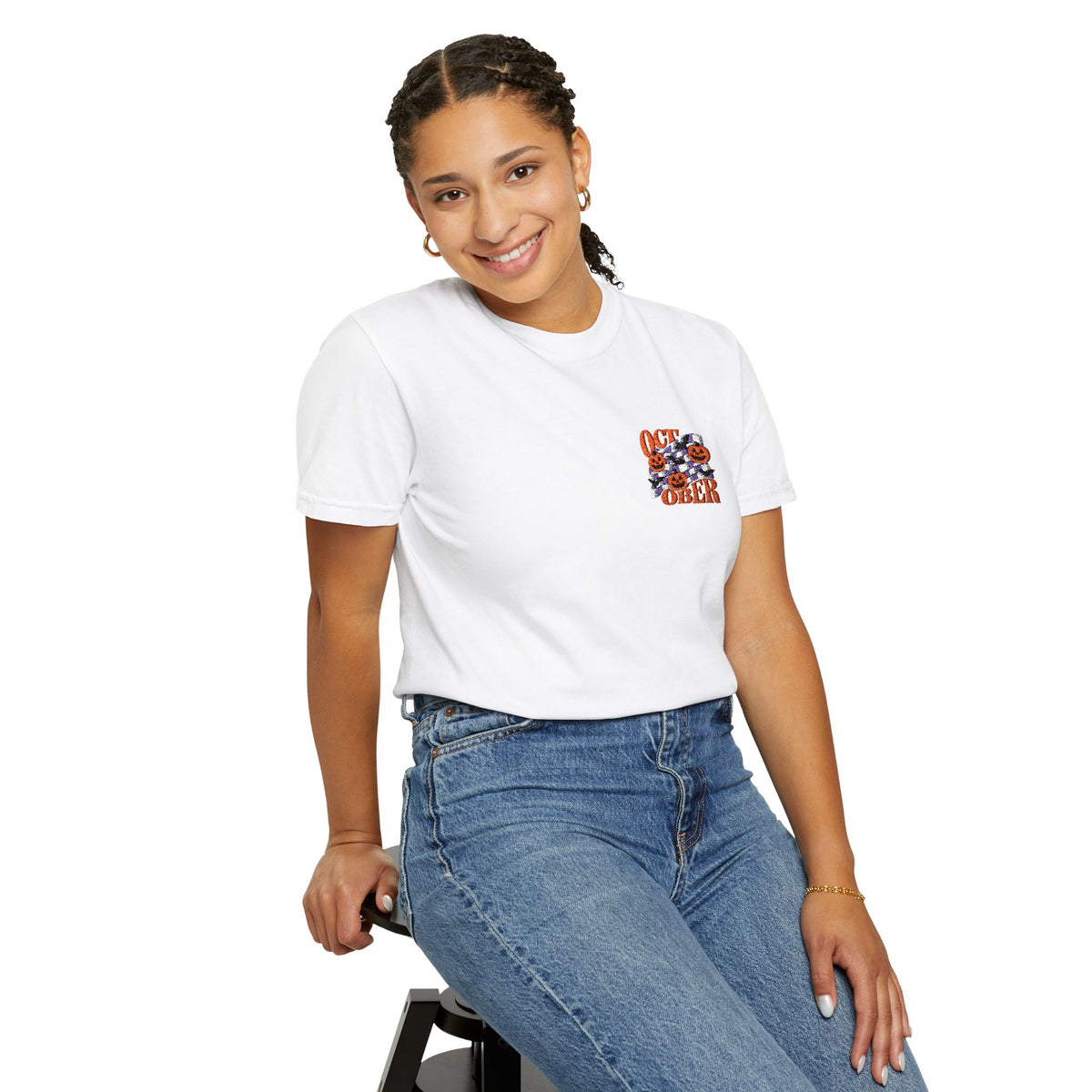 Embroidered Retro "October" Halloween Tee