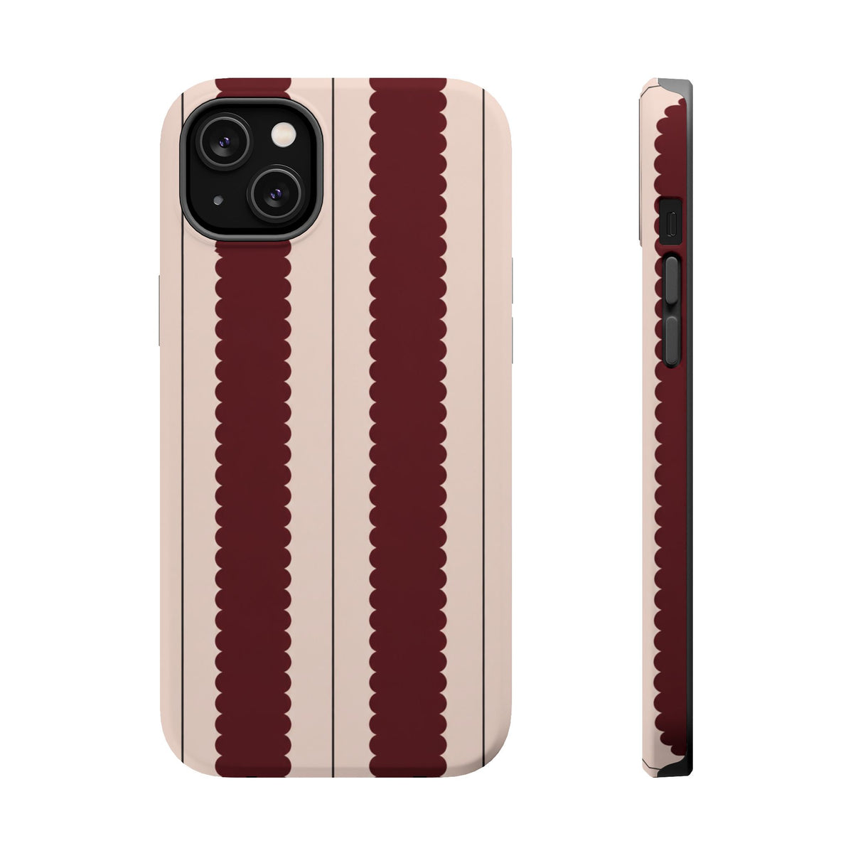 Burgundy Scallop Stripe Magnetic Phone Case, alternate view
