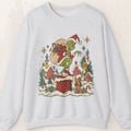 Grinch Santa Heist Crewneck Sweatshirt – Funny Christmas Sweater – Ash