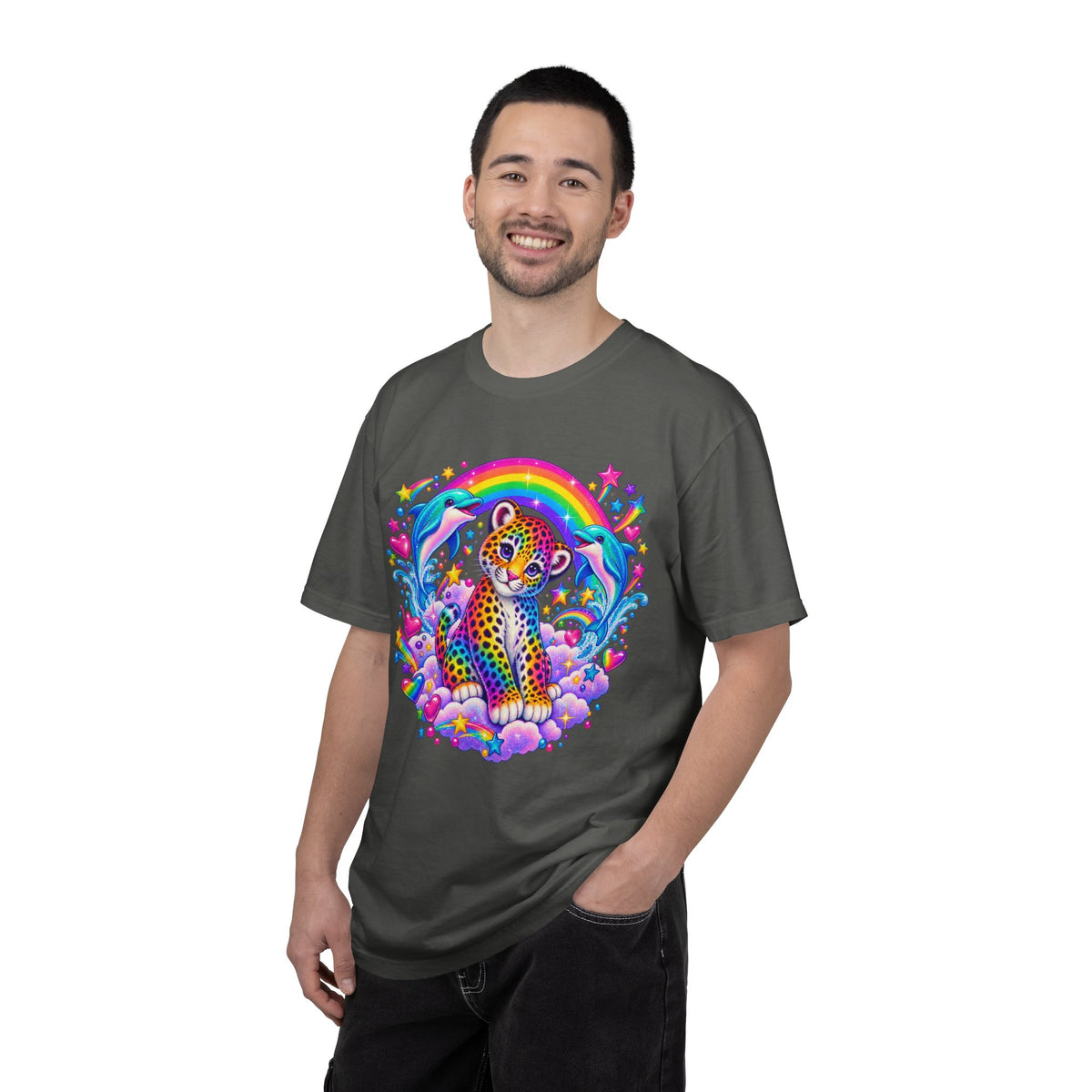Lisa Frank Inspired Leopard Rainbow Tee