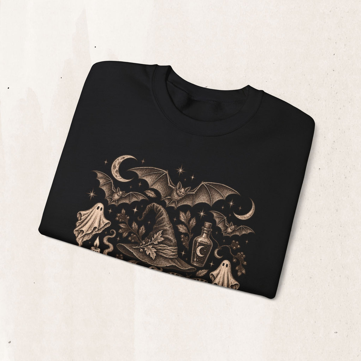 Spooky Witch, Cauldron & Pumpkin Graphic Sweatshirt