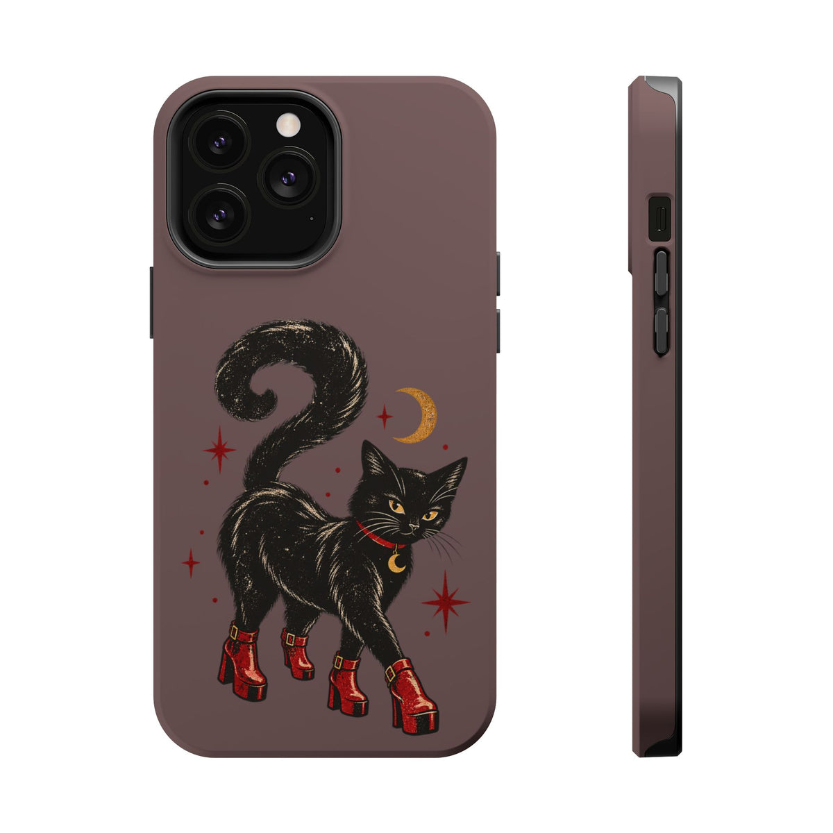 Black Cat in Red Boots MagSafe Phone Case, alternate view