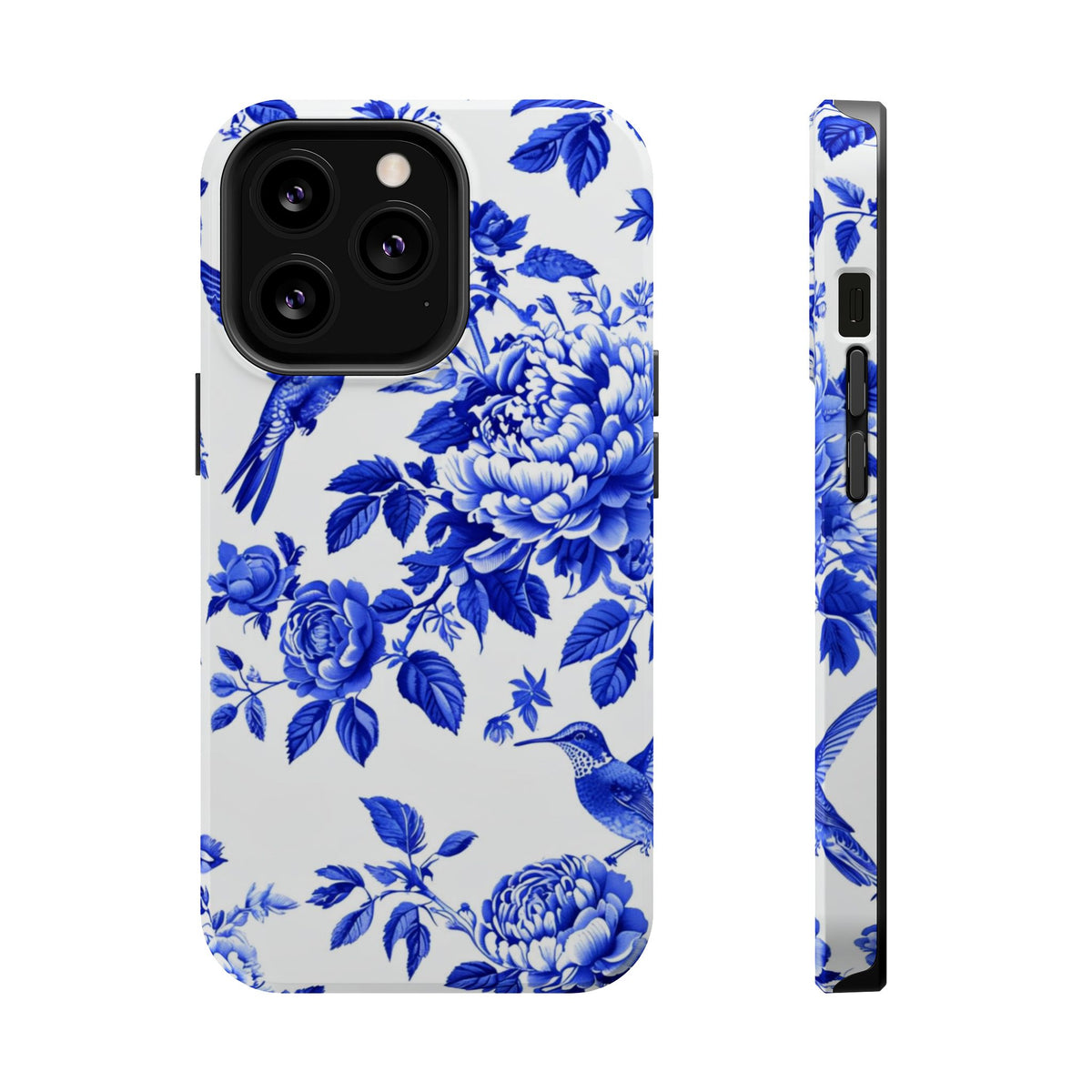 Blue Floral Bird Magnetic Phone Case, alternate view