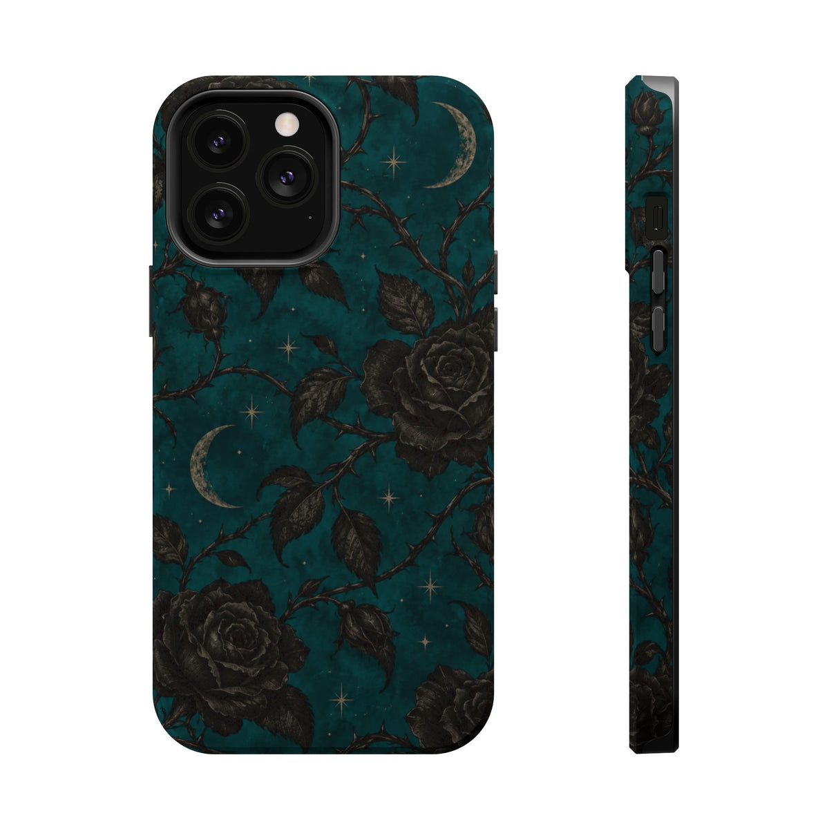 Teal Moon & Black Rose Magnetic Phone Case, alternate view