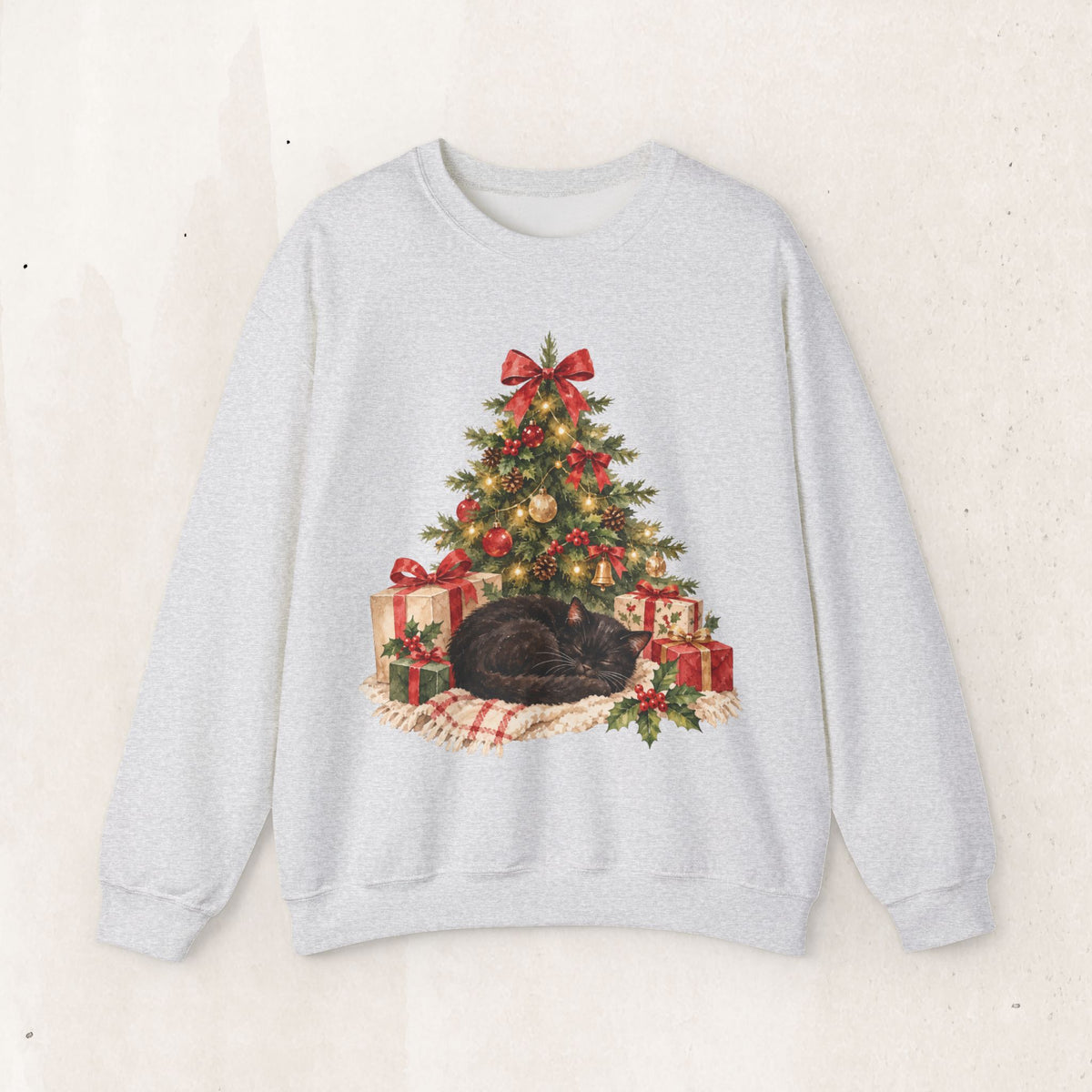 Christmas Tree Cat Sweatshirt, Cat Christmas Crewneck