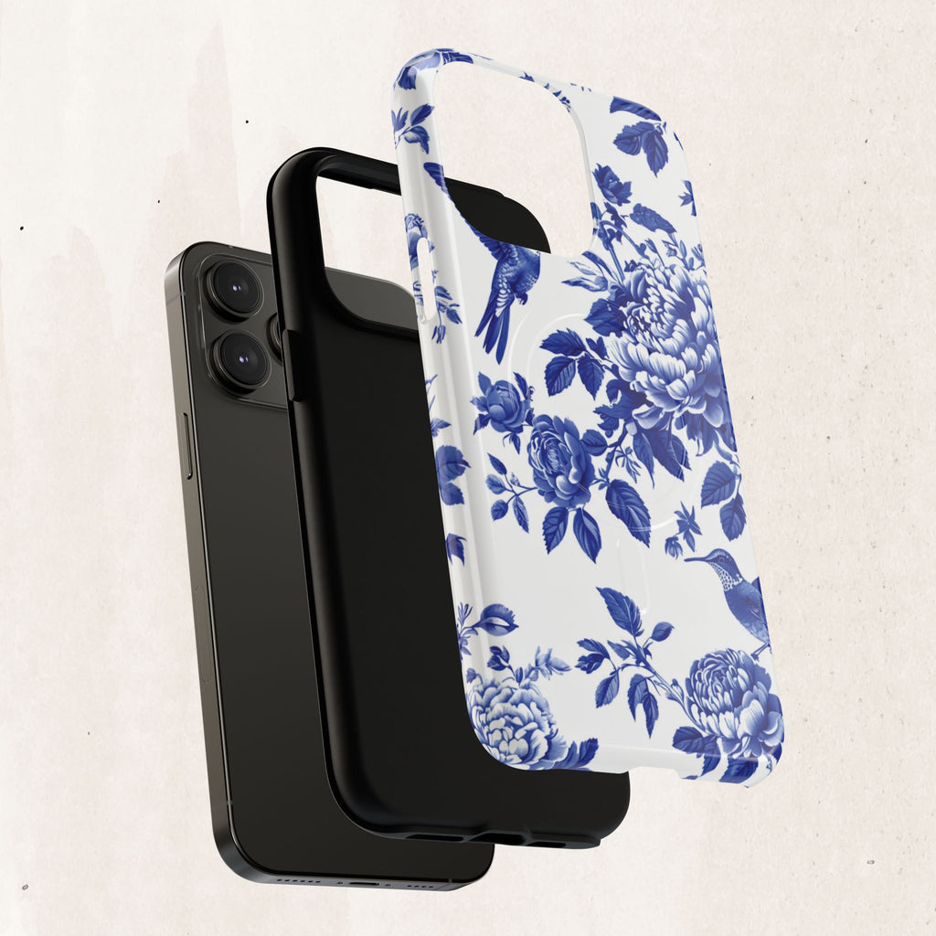 Blue Floral Bird Tough Magnetic Phone Case