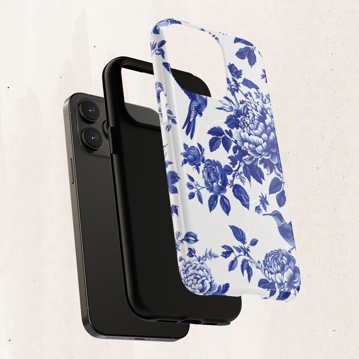 Blue Floral Bird Tough Magnetic Phone Case