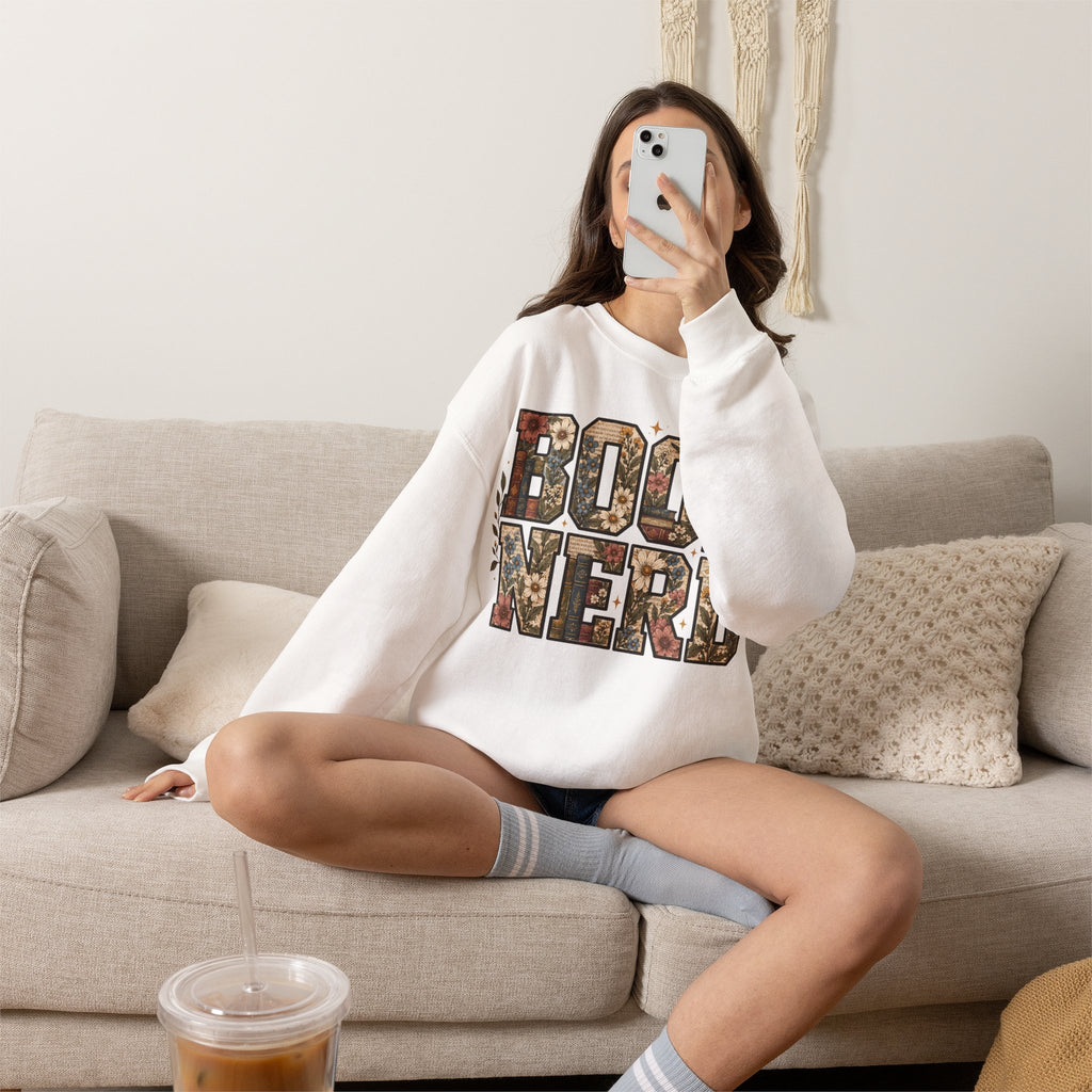 Floral Book Nerd Crewneck Sweatshirt