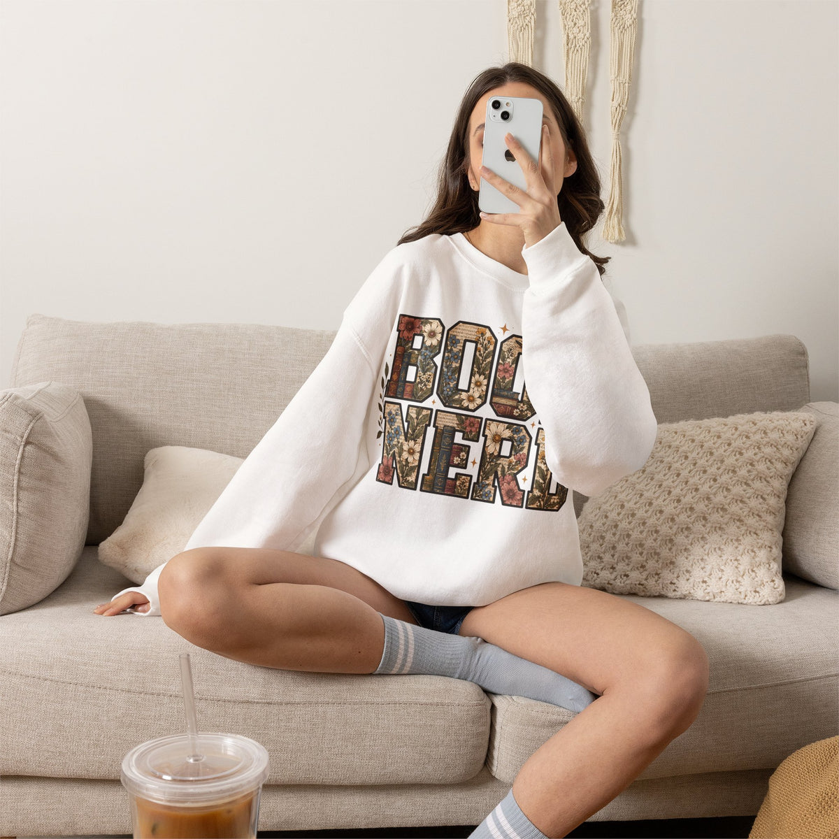 Floral Book Nerd Crewneck Sweatshirt