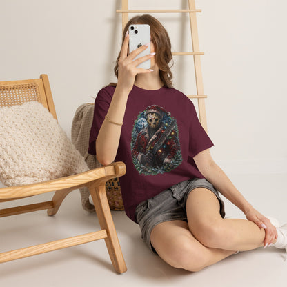 Horror Christmas Tee — Jason Holiday Killer Mask with Festive Machete