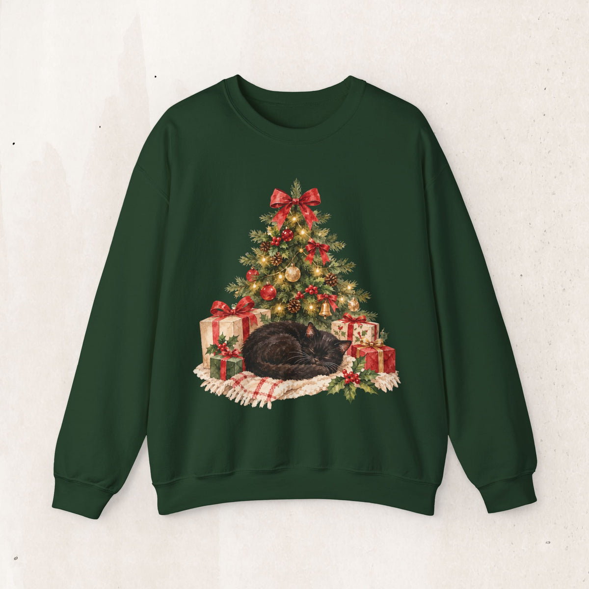 Christmas Tree Cat Sweatshirt, Cat Christmas Crewneck