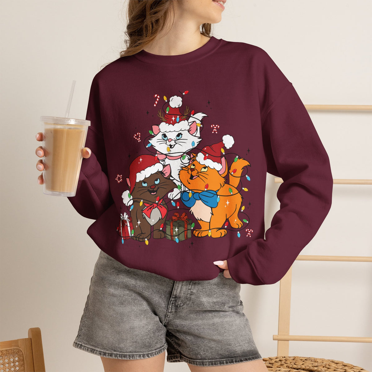 Festive Cartoon Friends Christmas Crewneck Sweatshirt – photo 3