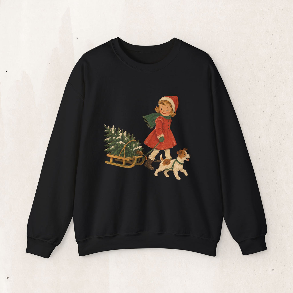 Vintage Christmas Girl and Puppy sweatshirt