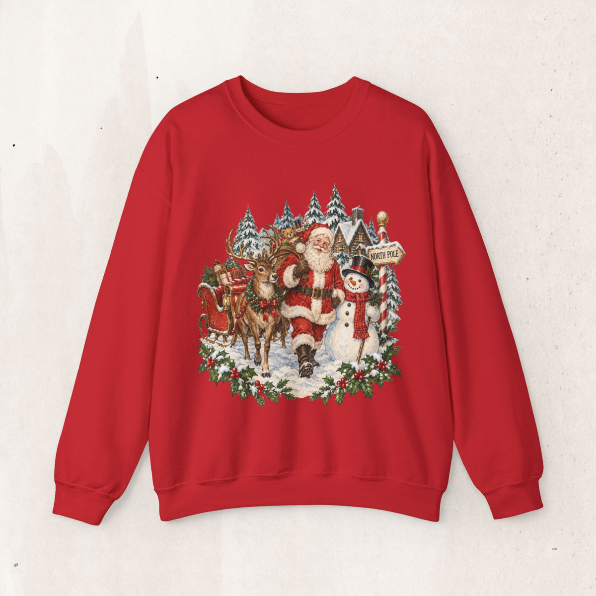 Santa and snowman vintage woodland Christmas sweatshirt