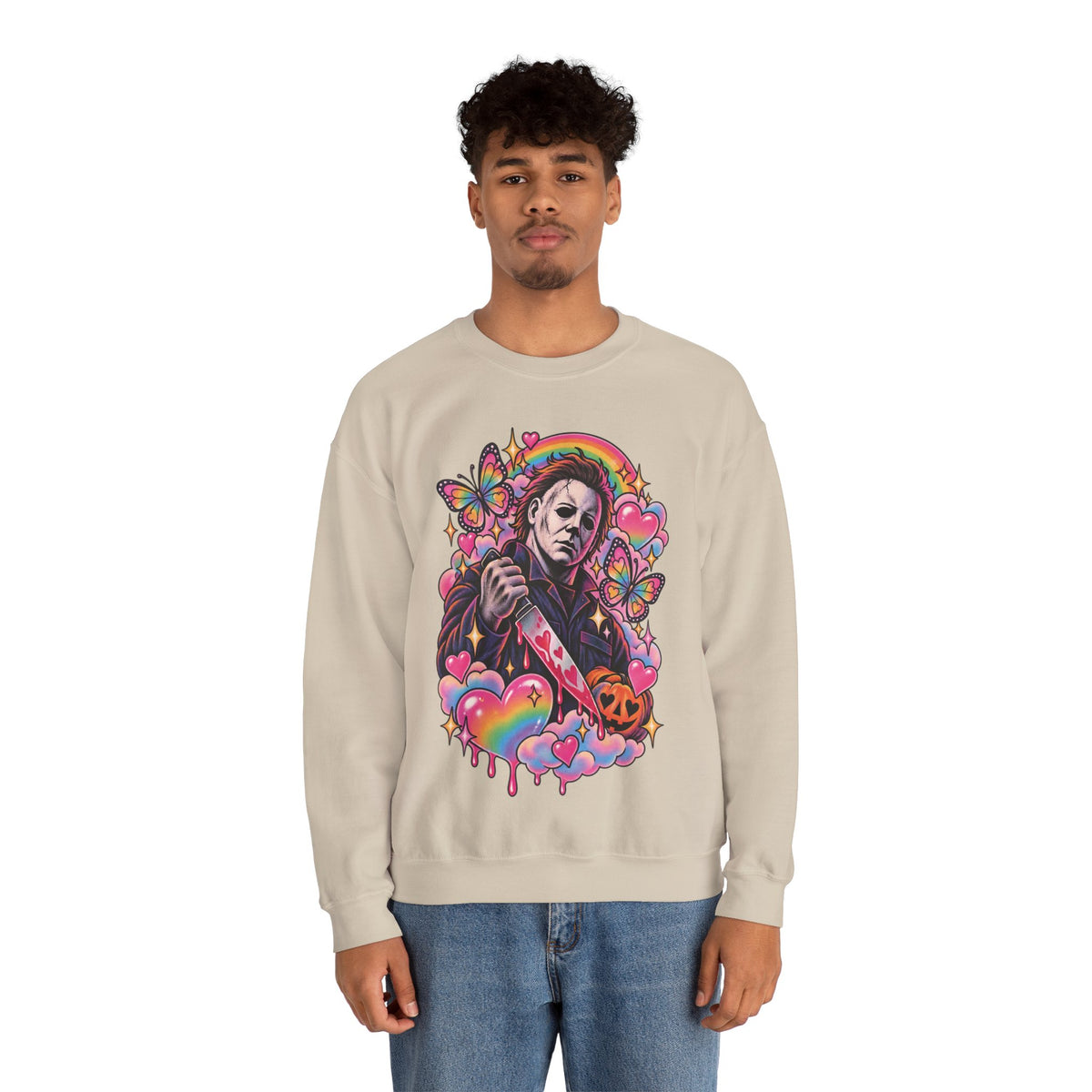 Colorful Michael Myers Horror Heart Crewneck