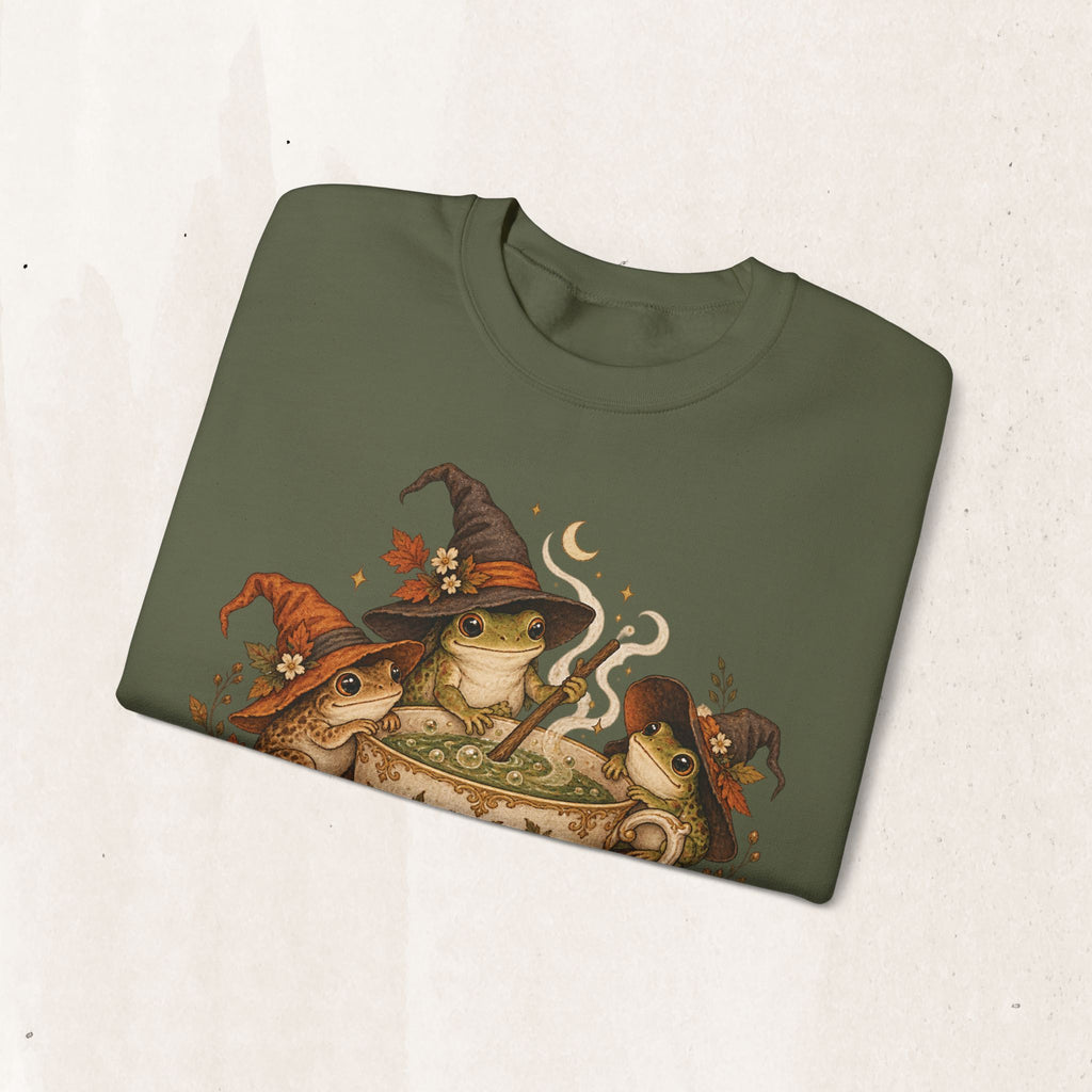Cozy Witch Frog Tea Crewneck Sweatshirt