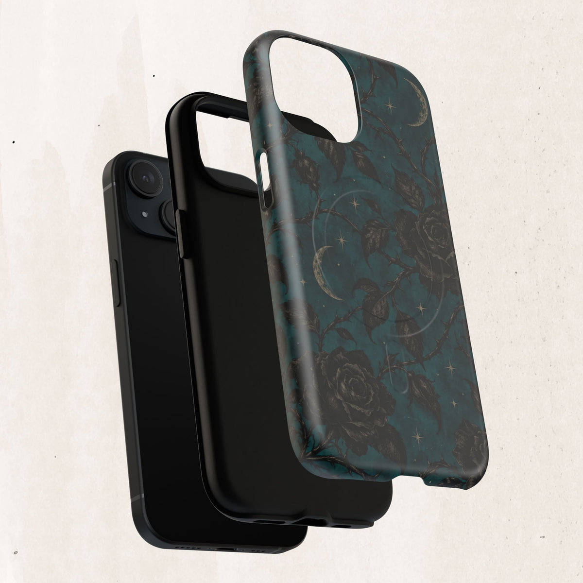 Teal Moon & Black Rose Tough Protective Case