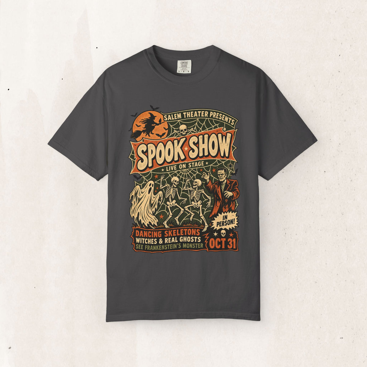 Vintage Spook Show Halloween Tee – Graphite