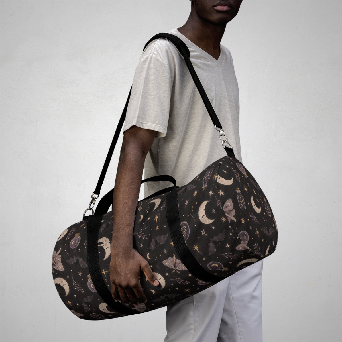 Mystic Moon & Moth Duffel Bag — Celestial Travel Bag