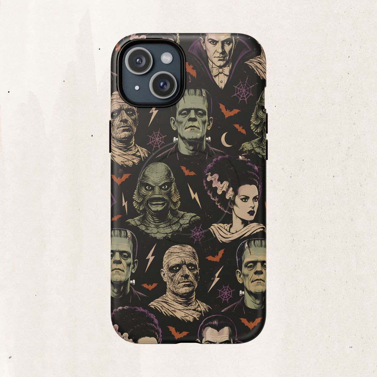 Monster Mash Magnetic Phone Case — Retro Classic Horror Collage