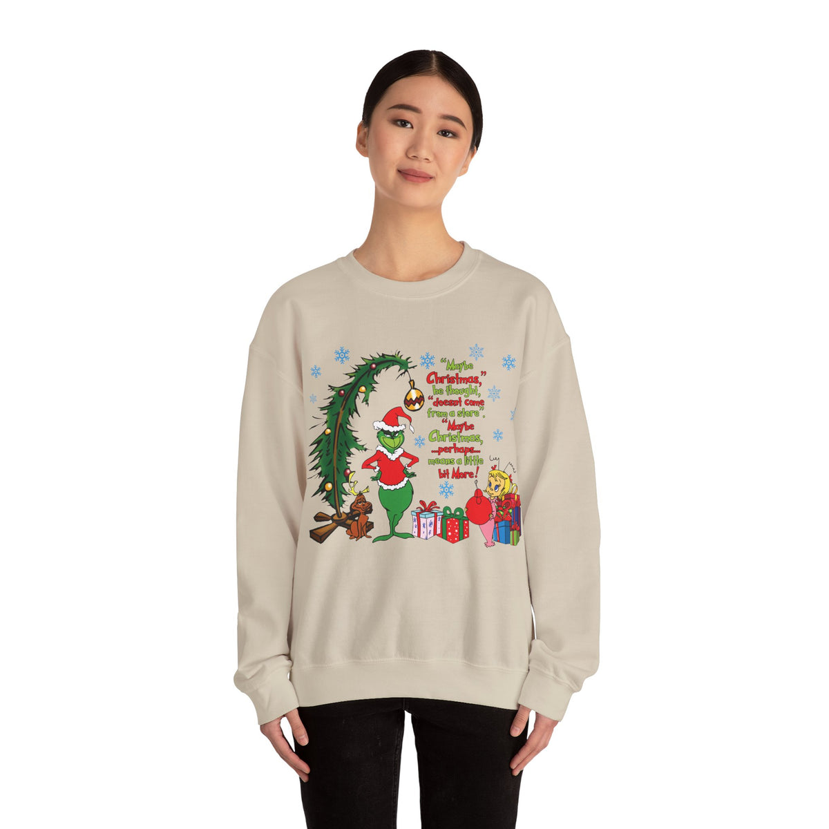 Christmas Tree and Snowman Sweatshirt, Festive Holiday Crewneck